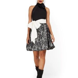 New York & Company Black and White Lace Dress